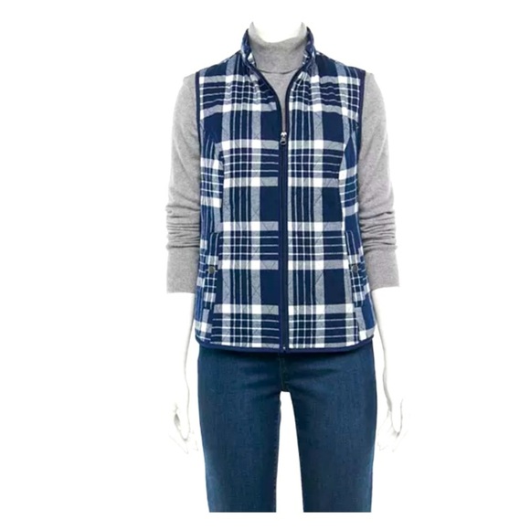 Vest Blue plaid-Size Large -Croft & Barrow Women's Vest - - Picture 1 of 10